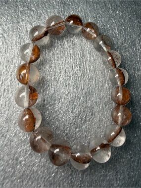 11MM Red Mud/Clay Skeletal Quartz Natural Crystal Bracelet